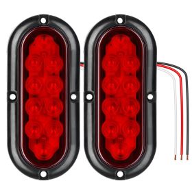 2Pcs Oval LED Brake Light 10LEDs Lamp Stop Turn Tail Light IP65 Waterproof