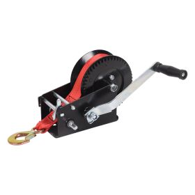 Boat Trailer Winch Hand Winch 3500lbs Heavy Duty Hook with 33ft Red Polyester Strap