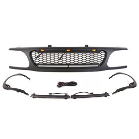 Black Front Grille Bumper Grill Fit For FORD EXPLORER 1995-2001 With LED Lights